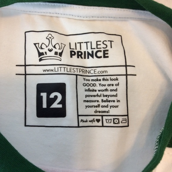 Littlest Prince Boys Size 12 Pine Green Merry Little Christmas Raglan Tee - Picture 7 of 9